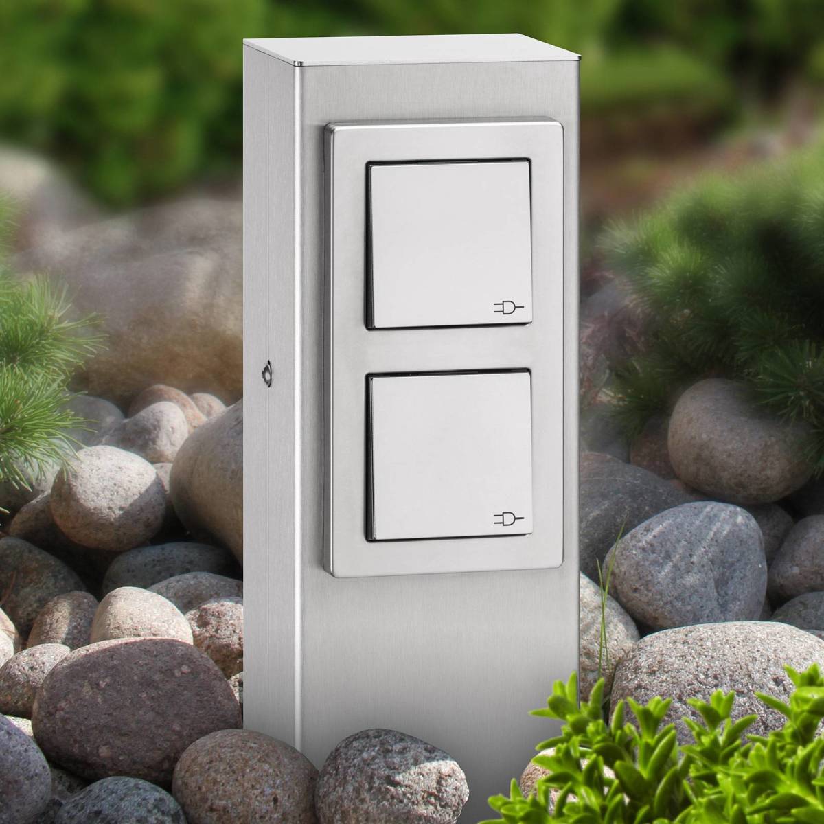 LCD Hoogwaardige stopcontactzuil van rvs, 2-voudig