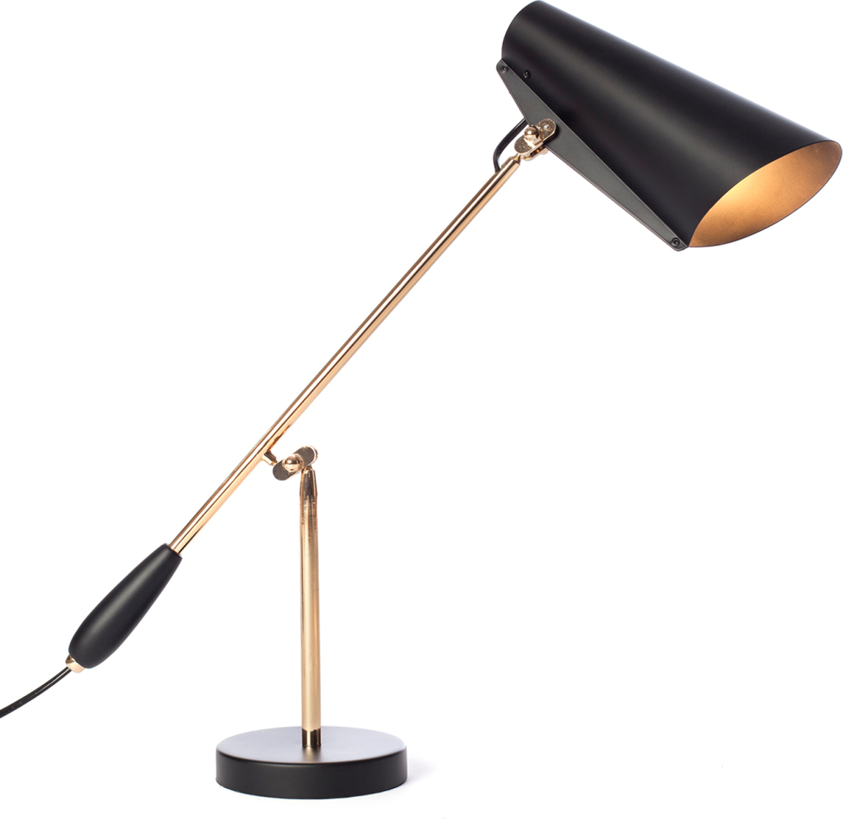Northern Retro tafellamp Birdy in zwart/messing