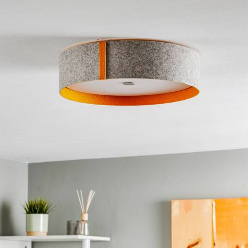 Domus Lara felt - Vilten LED plafondlamp, grijs-oranje