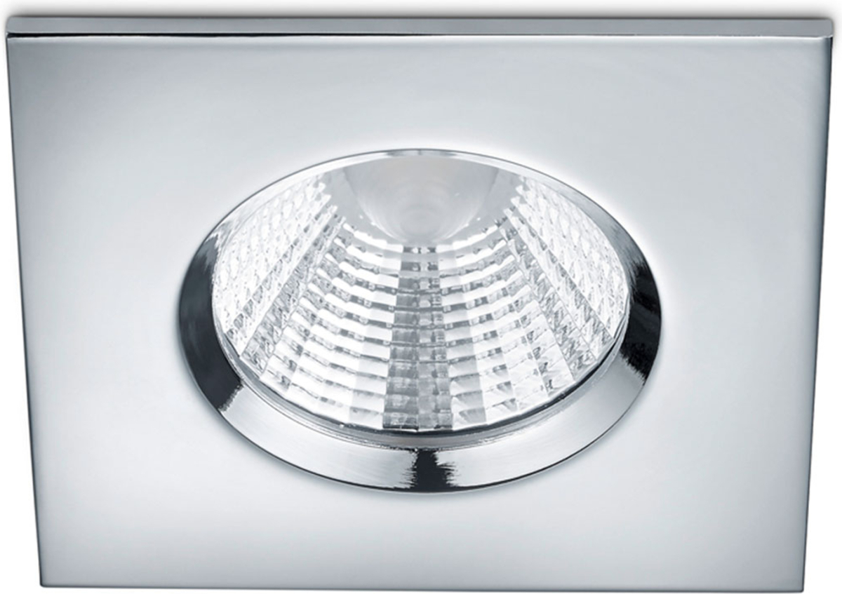Trio Lighting Vierkante LED inbouwspot Zagros IP65, chroomkl