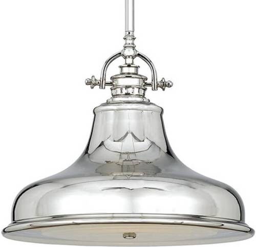 QUOIZEL Hanglamp Emery 1-lamp zilver Ø 34,3 cm