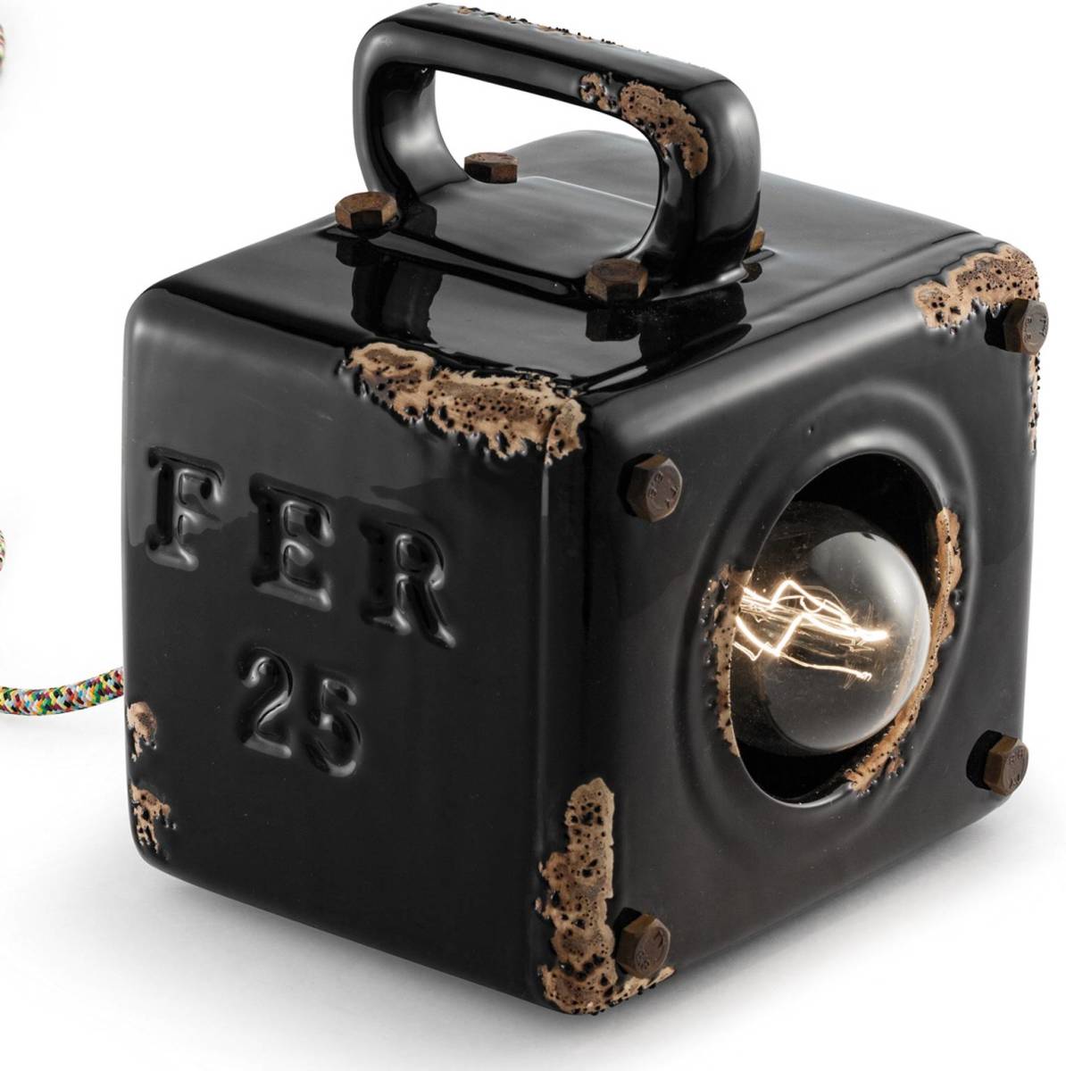 Ferro Luce Vintage-tafellamp Lorenzo in zwart