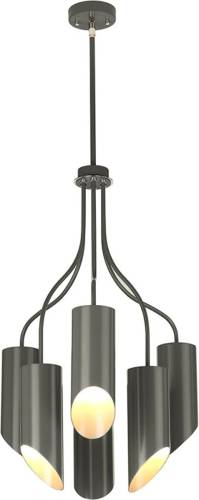 Elstead Hanglamp Quinto 6-lamps, donkergrijs/nikkel