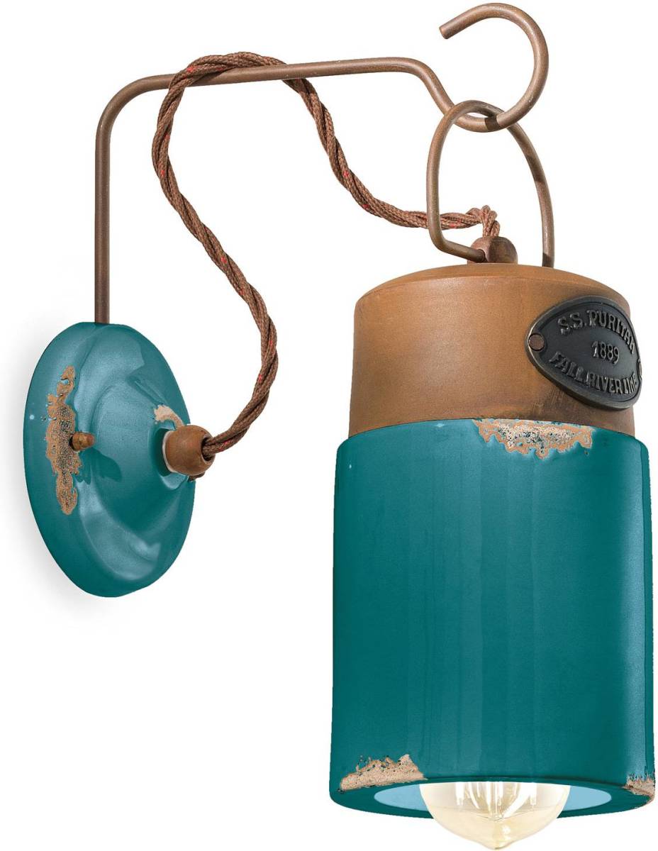 Ferro Luce Wandlamp C1621, keramiek en metaal, groen