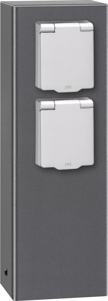 LCD Buiten-stopcontactzuil 018, 2-voudig, grafiet