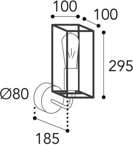 Moretti LUCE Wandlamp Cubic³ 3375 zwart