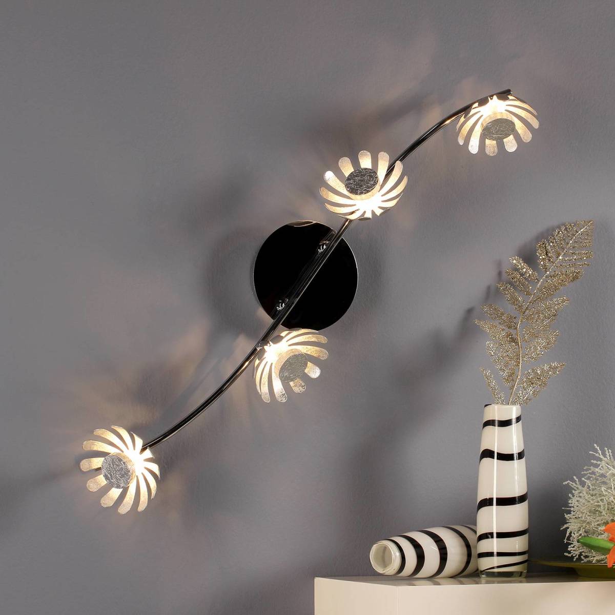 ECO-Light LED wandlamp Bloom 4-lamps zilver