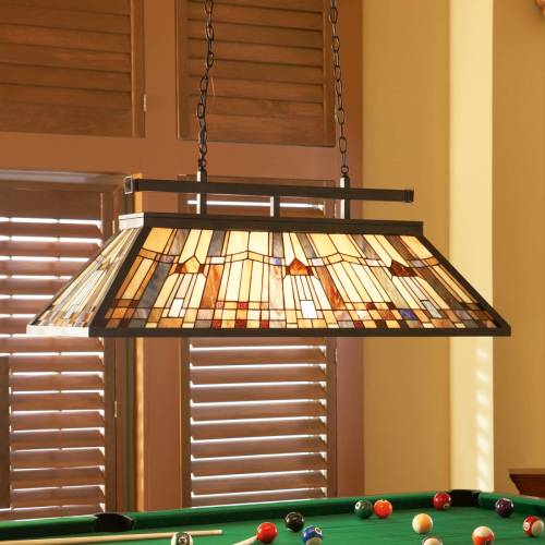 QUOIZEL Hanglamp Inglenook met bont glas, L 121 cm