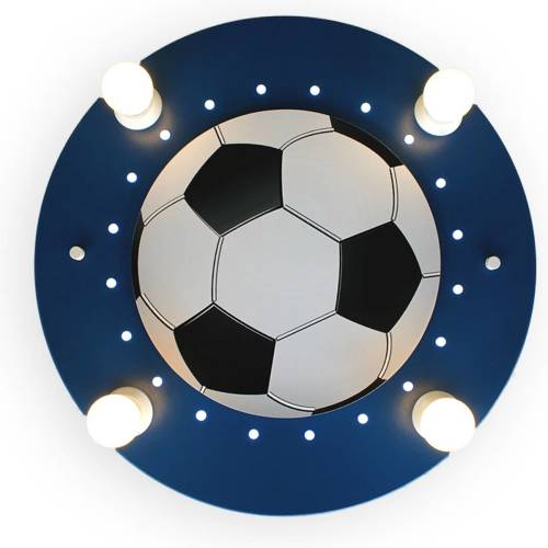 Elobra Plafondlamp Voetbal, 4-lamps donkerblauw-wit