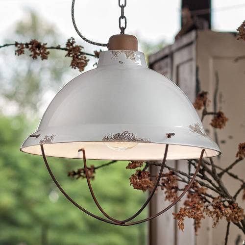 Ferro Luce Witte keramiek-hanglamp Luca in Shabby Chic