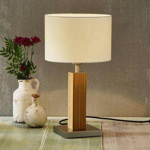 HerzBlut Dana tafellamp met houten voet eiken