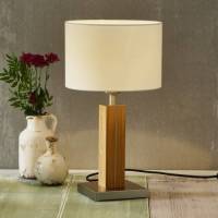 HerzBlut Dana tafellamp met houten voet eiken