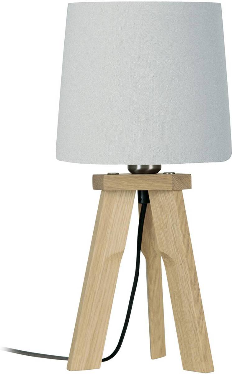 HerzBlut Tre tafellamp, eiken natuur, wit, 42cm