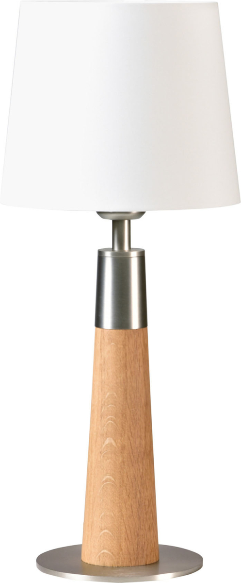 HerzBlut Conico tafellamp wit, eiken geolied, 44cm