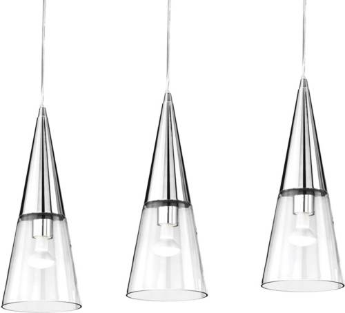 Ideallux Hanglamp Cono 3-lamps chroom/transparant