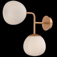 Maytoni Wandlamp Erich in messing met twee glazen kappen