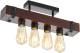 Lindby Michaela plafondlamp, houten balk, 4-lamps