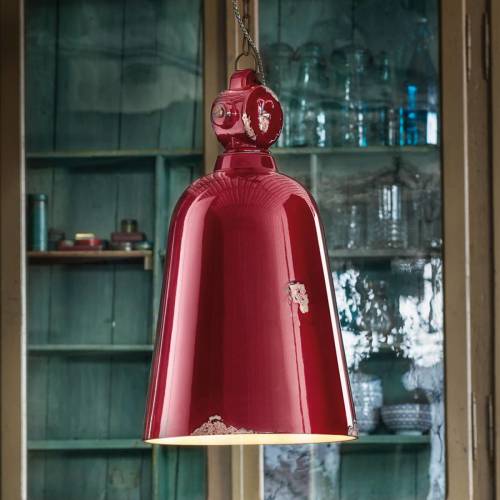 Ferro Luce Vintage hanglamp C1745, conisch, bordeaux