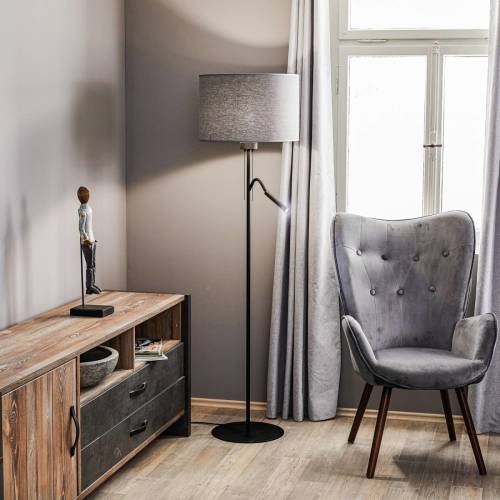 Nowodvorski Lighting Hotel Plus vloerlamp - grijze kap en leeslamp