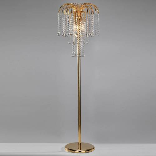 EULUNA Vloerlamp Pioggia met kristal-regen, goud