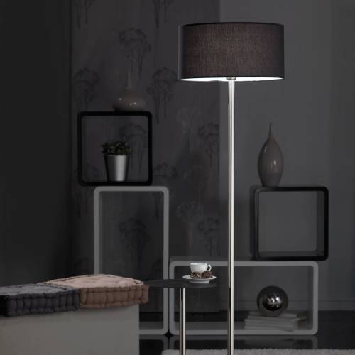 EULUNA Vloerlamp Pongo met stoffen kap en legbord