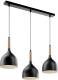 EULUNA Hanglamp Noak 3-lamps lineair zwart/hout natuur