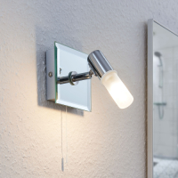 Lindby Wandlamp Zela, badkamerlamp met trekschakelaar