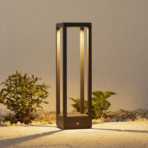 Lucande LED sokkellamp Carlota, donkergrijs, 50 cm