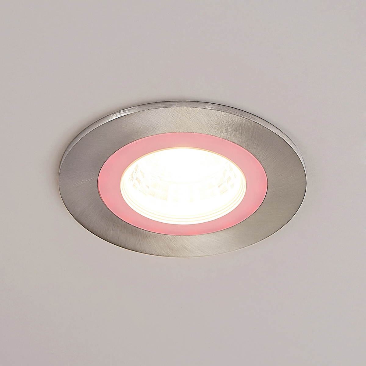 Lindby Noor LED inbouwspot RGBW, nikkel