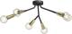 Lucande Carlea plafondlamp, 6-lamps zwart messing