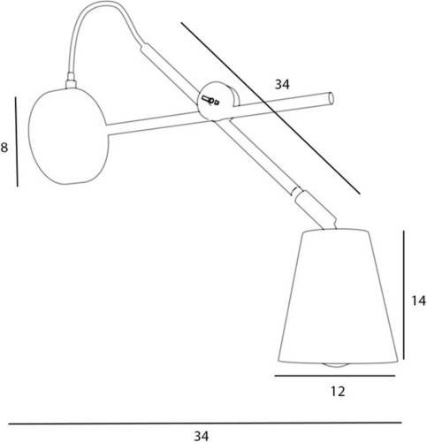 EULUNA Wandlamp 1008, 1-lamp, zwart
