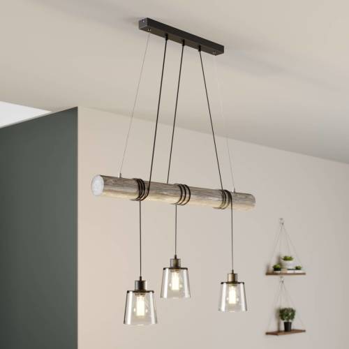 EULUNA Hanglamp Karrl, 3-lamps, rookgrijs/grijs