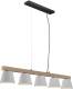 Lucande Kalinda hanglamp, beton, hout, 5-lamps