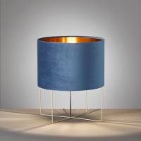 Fischer & Honsel Tafellamp Aura, fluwelen kap, hoogte 43 cm, blauw