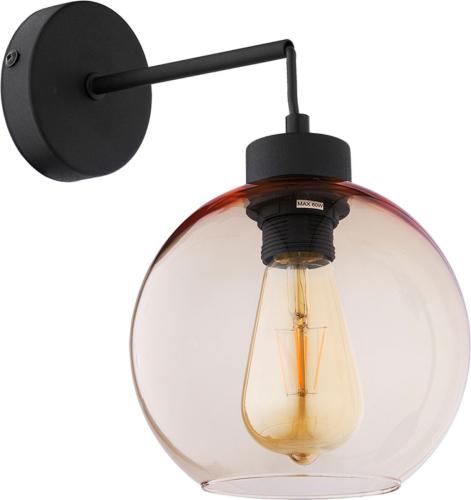 EULUNA Wandlamp Cubus van glas, zwart/barnsteen