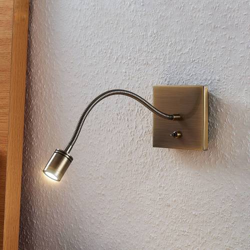 Lindby LED wandleeslamp Mayar met flexarm, oud messing
