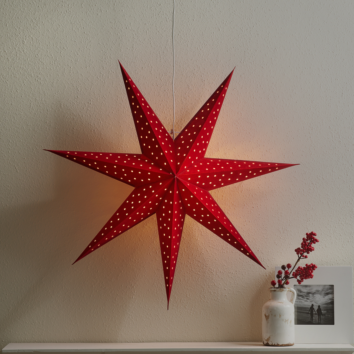Markslöjd Ster Clara, fluwelen uitstraling Ø 75cm, rood
