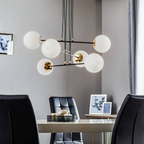 EMIBIG LIGHTING Hanglamp Ognis 6, 6-lamps, zwart/goud