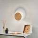 EULUNA Wandlamp Circle in wit, decorplaat hout licht