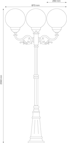 LCD Lantaarnpaal 1144, 3-lamps, zwart/wit