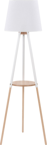 EULUNA Vloerlamp Vaio driebeen-houten frame, witte kap
