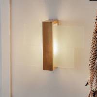 EULUNA Wandlamp Shifted 1, glas en licht hout