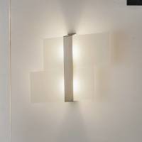 EULUNA Wandlamp Shifted, twee glas-secties, verchroomd