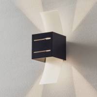 EULUNA Wandlamp Toro, glas, zwart lichaam