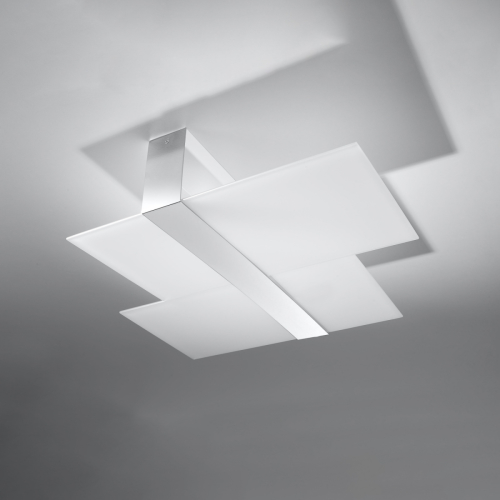 EULUNA Plafondlamp Shifted, twee glas-secties, chroom
