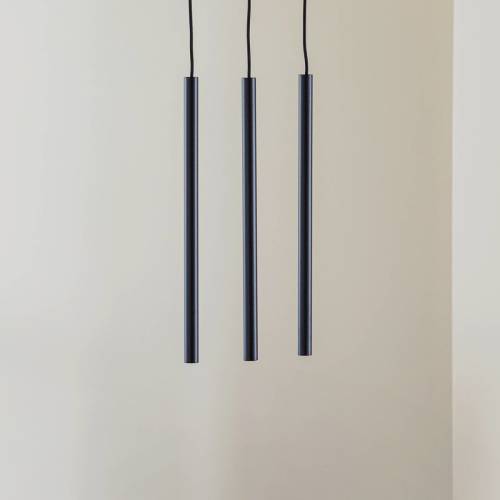 EULUNA Hanglamp Thin, zwart, 3-lamps, linear