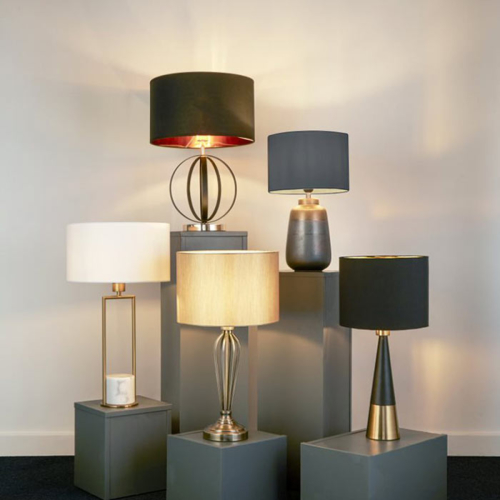 Searchlight Vloerlamp Orbit, zwart-goud