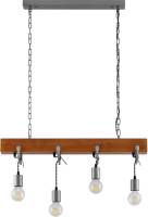 Lindby Asya hanglamp, 4-lamps, hout, chroom