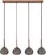 Lucande Tetira hanglamp, 4-lamps, lang, bruin