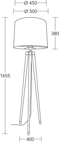 HerzBlut Briany vloerlamp, frame eiken geolied